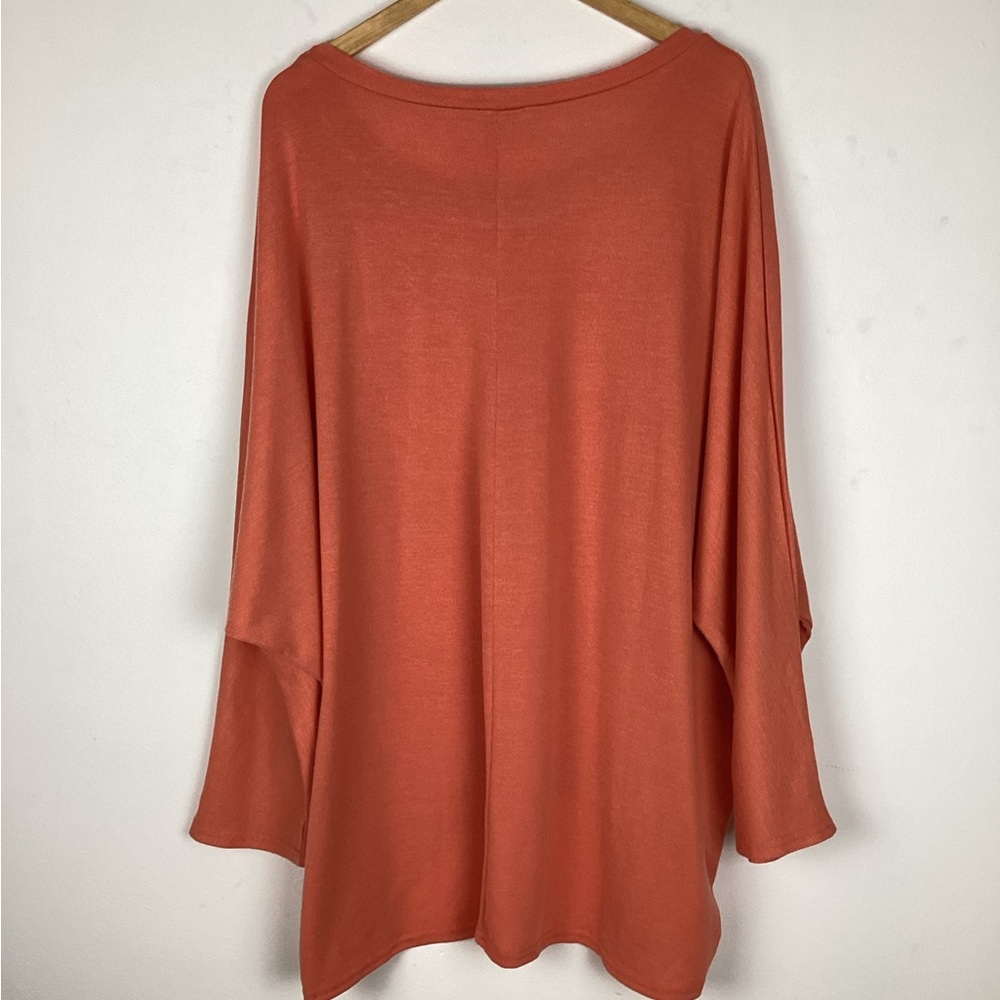 Zanzea Collection Coral Orange Tunic Top 3/4 Sleeve Hi Low Hem Size XXXXL - Picture 4 of 15